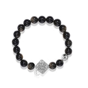 「Three Charms」 Sundial &Lotus&The endless love knot Golden Obsidian beaded bracelet