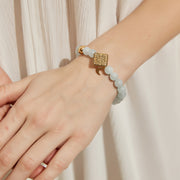 「Three Charms」Sundial &Lotus&The endless love knot Amazonite beaded bracelet