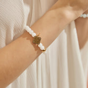 「Three Charms」 Sundial &Lotus&The endless love knot Moonstone beaded bracelet