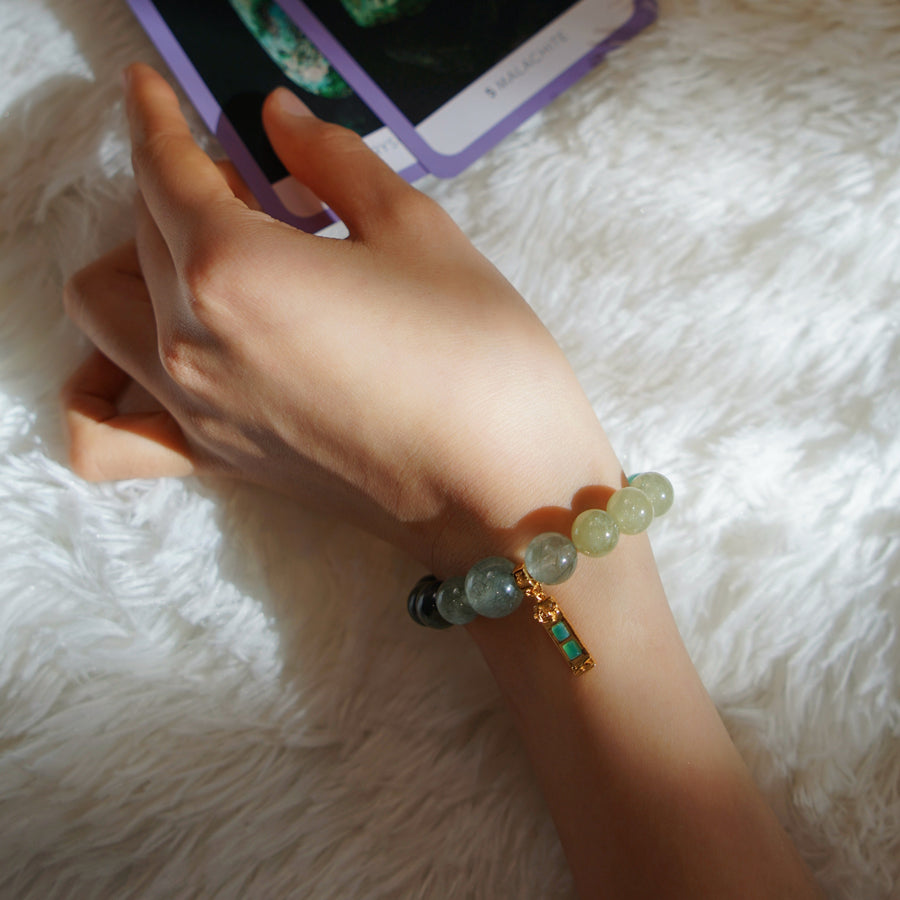 Five Elements「Wood」Solid 925 Sterling Silver, 18K Gold/White Gold Plated Emerald Life Tree with Flower Pendant Crystal Bracelet