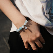Five Elements「Water」 Solid 925 Sterling Silver, 18K Gold/White Gold Plated Aquamarine Waterdrop Pendant Crystal Bracelet