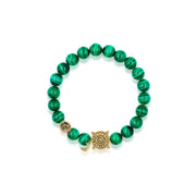 「Three Charms」 Sundial &Lotus&The endless love knot Malachite beaded bracelet