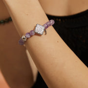 「Three Charms」 Sundial &Lotus&The endless love knot Amethyst beaded bracelet
