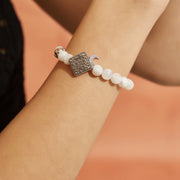 「Three Charms」 Sundial &Lotus&The endless love knot Moonstone beaded bracelet