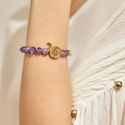 「Three Charms」 Sundial &Lotus&The endless love knot Amethyst beaded bracelet