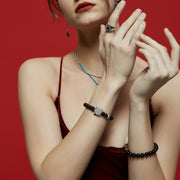「Three Charms」 Sundial &Lotus&The endless love knot Golden Obsidian beaded bracelet