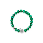 「Three Charms」 Sundial &Lotus&The endless love knot Malachite beaded bracelet