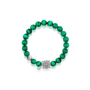 「Three Charms」 Sundial &Lotus&The endless love knot Malachite beaded bracelet