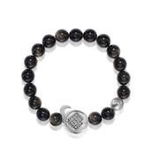 「Three Charms」 Sundial &Lotus&The endless love knot Golden Obsidian beaded bracelet