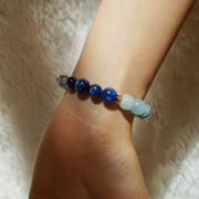 Five Elements「Water」 Solid 925 Sterling Silver, 18K Gold/White Gold Plated Aquamarine Waterdrop Pendant Crystal Bracelet