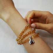 Five Elements「Earth」Solid 925 Sterling Silver, 18K Gold/White Gold Plated Yellow Color Healing Tiger Eye Earth Moutain Pendant  3 Layered Crystal Bracelet & Necklace