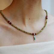 Five Elements「Wood」Solid 925 Sterling Silver, 18K Gold/White Gold Plated Green Color Healing Emerald Life Tree with Flower Pendant 3 Layered Crystal Bracelet & Necklace