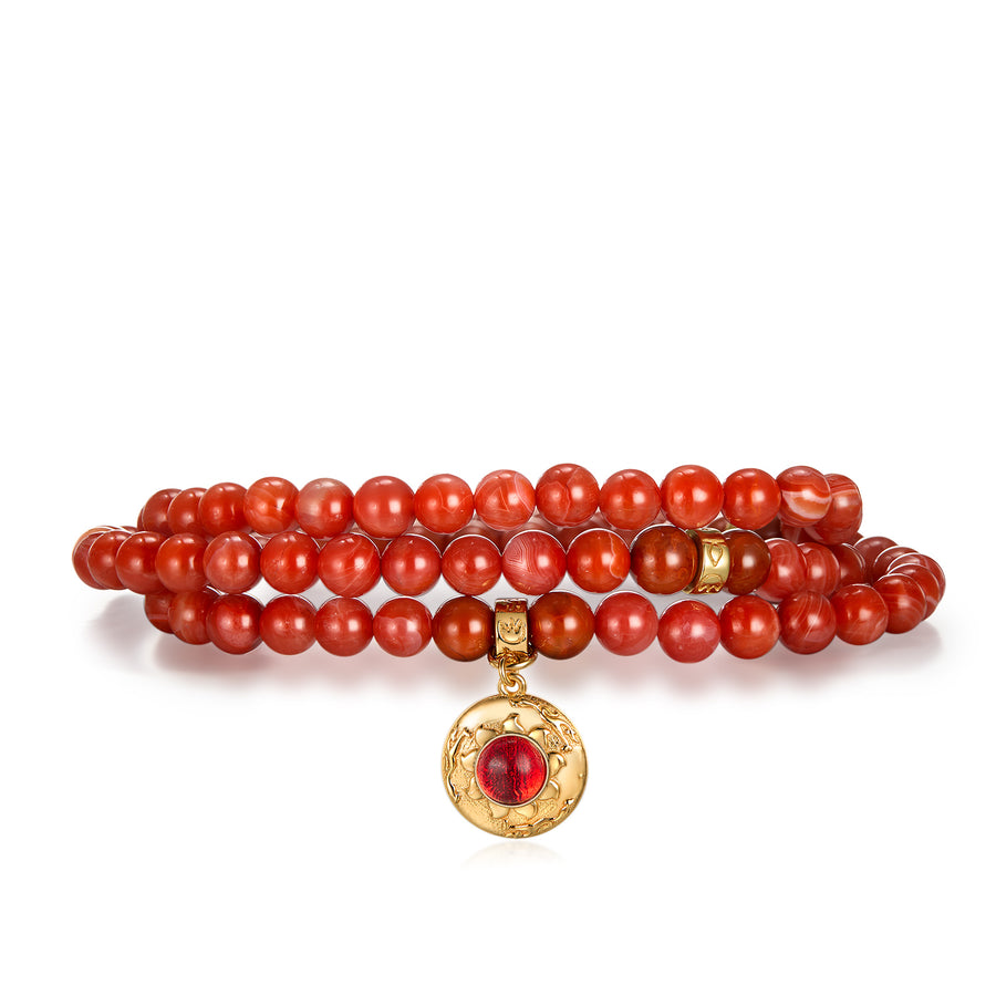 Five Elements「Fire」Solid 925 Sterling Silver, 18K Gold/White Gold Plated Red Color Healing Garnet the Sun Firebird Pendant  3 Layered Crystal Bracelet & Necklace