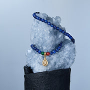 Five Elements「Water」Solid 925 Sterling Silver, 18K Gold/White Gold Plated Aquamarine Waterdrop Pendant 3 Layered Crystal Bracelet & Necklace