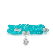 Five Elements「Water」Solid 925 Sterling Silver, 18K Gold/White Gold Plated Aquamarine Waterdrop Pendant 3 Layered Crystal Bracelet & Necklace