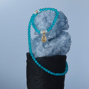 Five Elements「Water」Solid 925 Sterling Silver, 18K Gold/White Gold Plated Aquamarine Waterdrop Pendant 3 Layered Crystal Bracelet & Necklace