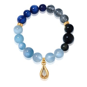 Five Elements「Water」 Solid 925 Sterling Silver, 18K Gold/White Gold Plated Aquamarine Waterdrop Pendant Crystal Bracelet