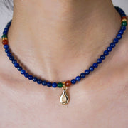 Five Elements「Water」Solid 925 Sterling Silver, 18K Gold/White Gold Plated Aquamarine Waterdrop Pendant 3 Layered Crystal Bracelet & Necklace