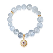 Five Elements「Metal」Solid 925 Sterling Silver, 18K Gold/White Gold Plated Moonstone Aura Pendant Crystal Gemstone Beads Bracelet