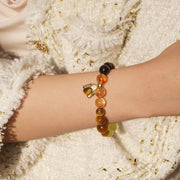 Five Elements「Earth」Solid 925 Sterling Silver, 18K Gold/White Gold Plated Tiger Eye Earth Mountain Pendant Crystal Bracelet