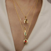 Five Elements Solid 925 Sterling Silver, 18K Gold/White Gold Plated Pendant Gemstone Necklace