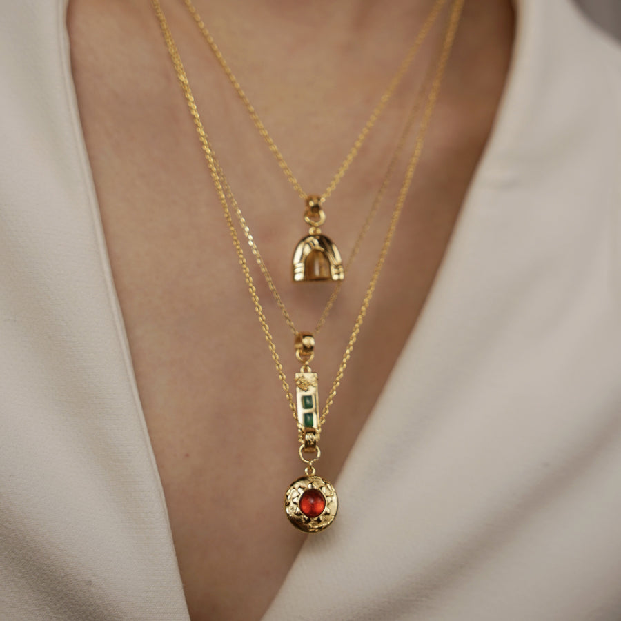 Five Elements Solid 925 Sterling Silver, 18K Gold/White Gold Plated Pendant Gemstone Necklace