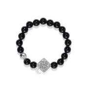 「Three Charms」 Sundial &Lotus&The endless love knot Black Agate beaded bracelet