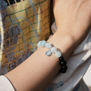 Five Elements「Water」 Solid 925 Sterling Silver, 18K Gold/White Gold Plated Aquamarine Waterdrop Pendant Crystal Bracelet