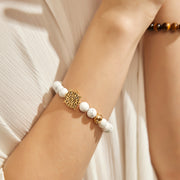 「Three Charms」 Sundial &Lotus&The endless love knot turquoise beaded bracelet