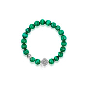 「Three Charms」 Sundial &Lotus&The endless love knot Malachite beaded bracelet