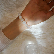 Five Elements「Metal」Solid 925 Sterling Silver, 18K Gold/White Gold Plated Moonstone Aura Pendant Crystal Gemstone Beads Bracelet