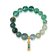 Five Elements「Wood」Solid 925 Sterling Silver, 18K Gold/White Gold Plated Emerald Life Tree with Flower Pendant Crystal Bracelet