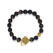 「Three Charms」 Sundial &Lotus&The endless love knot Golden Obsidian beaded bracelet