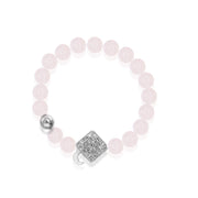 「Three Charms」 Sundial &Lotus&The endless love knot Rose Quartz beaded bracelet