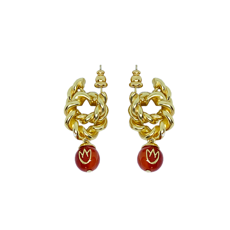 REBORN 'Fire' Oracle Bone Sardonyx  Customized Earrings & Ear Clips