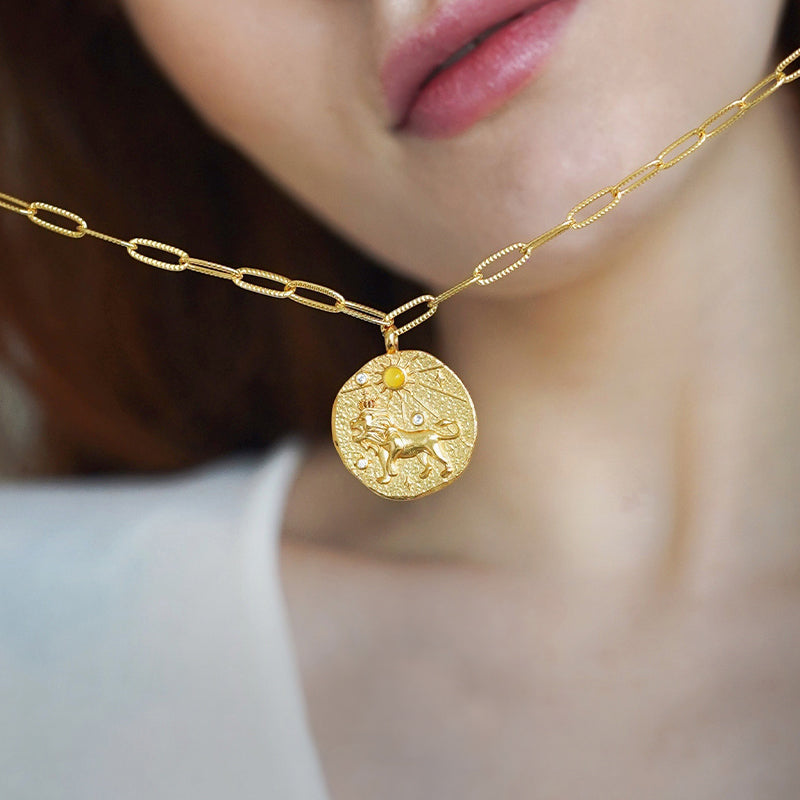 12 CONSTELLATIONS Leo double-sided customized coin necklace