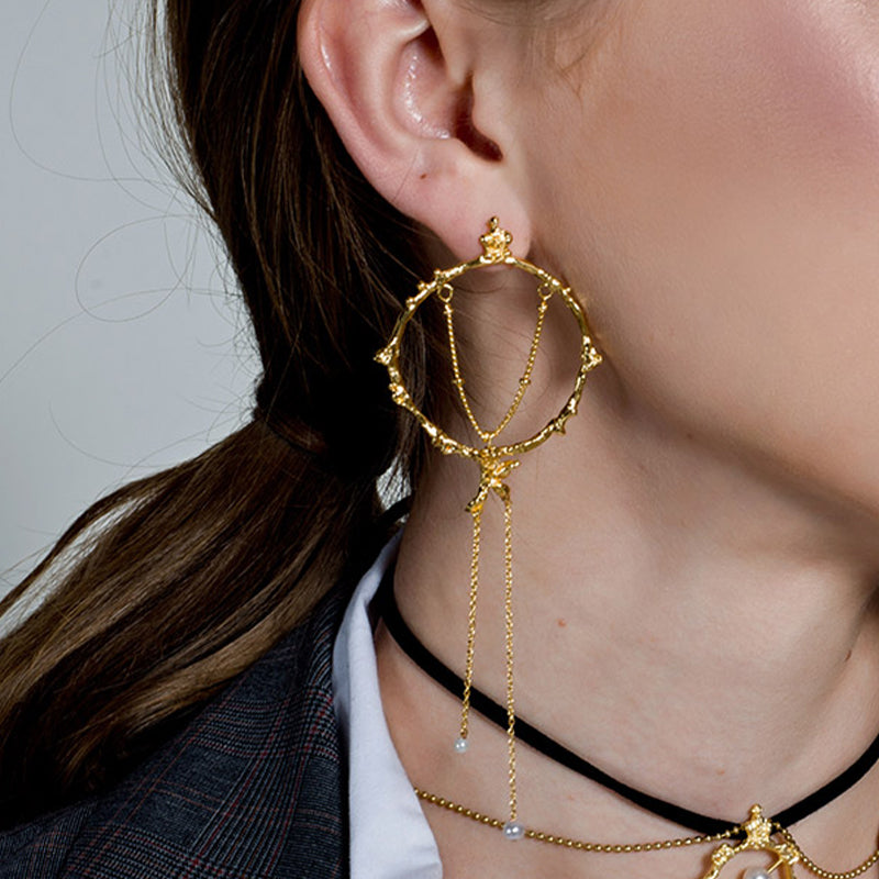 LOST IN EDEN'S GARDEN  18K Gold Plated Pearl Drop Earrings