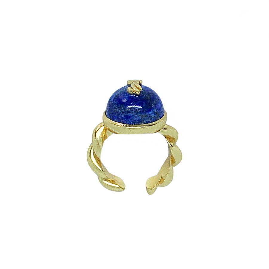 REBORN 'Water' Oracle Bone Lazurite Customized Open Ring