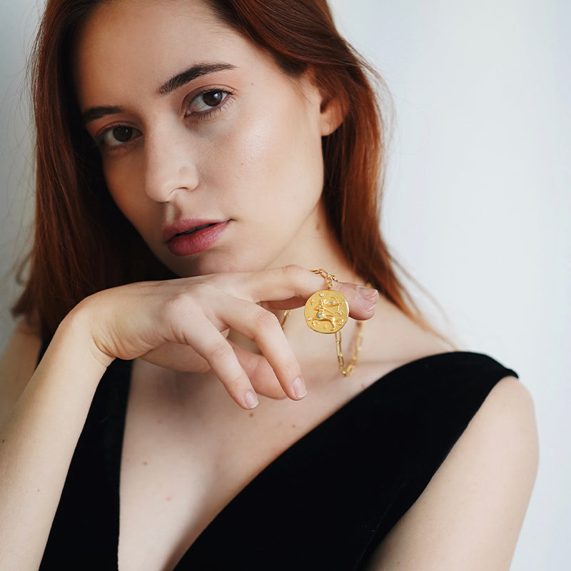 12 CONSTELLATIONS Sagittarius double-sided customized coin necklace