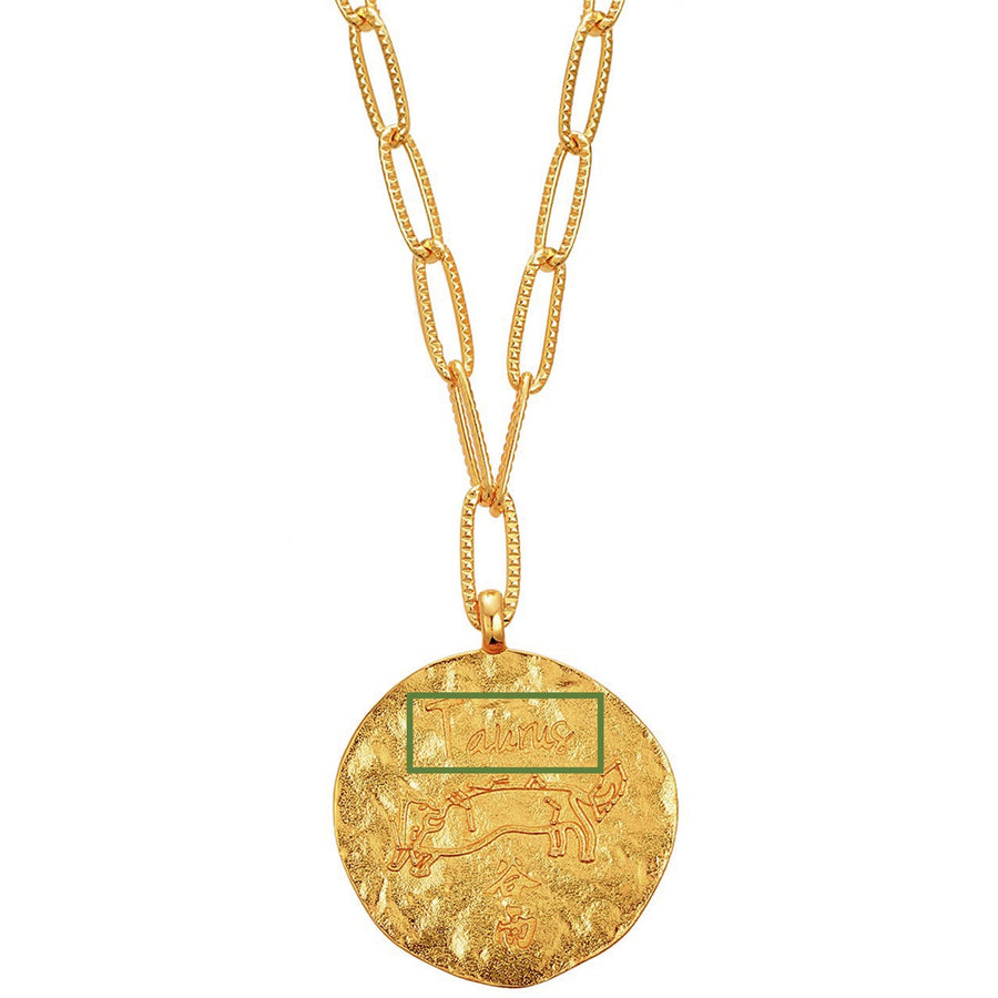 12 CONSTELLATIONS Taurus double-sided customized coin necklace