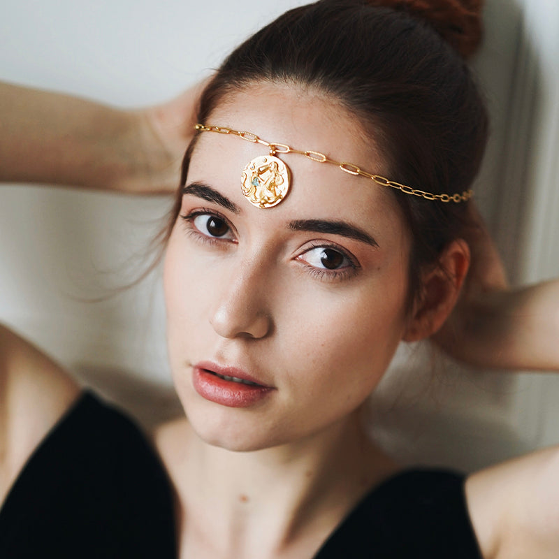 12 CONSTELLATIONS Aquarius double-sided customized coin necklace