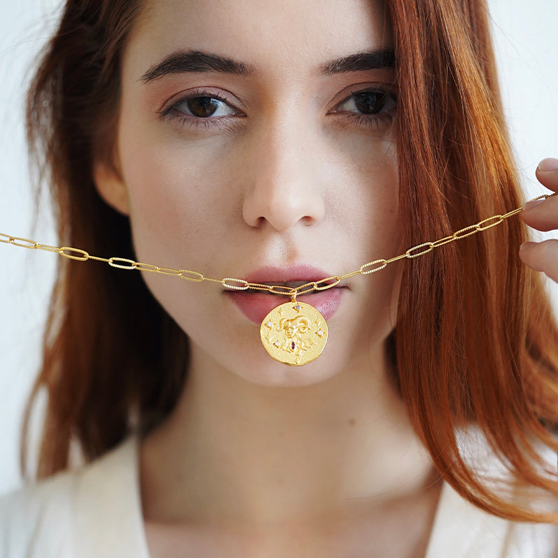 12 CONSTELLATIONS Aries double-sided customized coin necklace