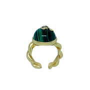 REBORN 'Air' Oracle Bone Malachite  Customized Open Ring