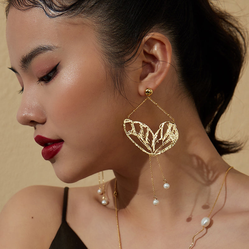 PEARLWING Butterfly Pearl Drop Earrings