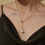 PEARLWING Diamond Pearl Y Shaped Chain Necklace