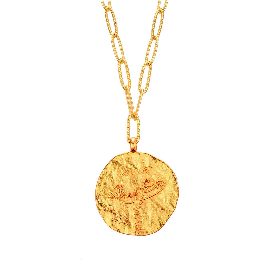 12 CONSTELLATIONS Cancer double-sided customized coin necklace