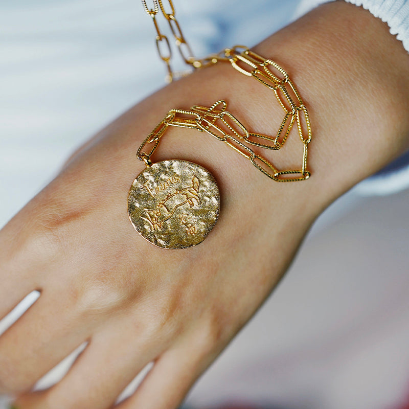 12 CONSTELLATIONS Taurus double-sided customized coin necklace