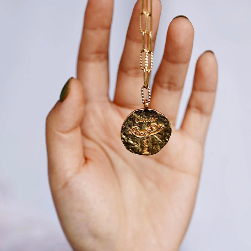 12 CONSTELLATIONS Cancer double-sided customized coin necklace