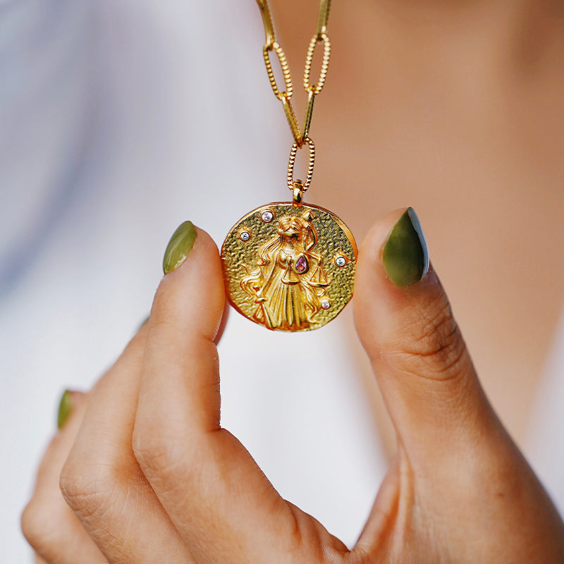 12 CONSTELLATIONS Libra double-sided customized coin necklace