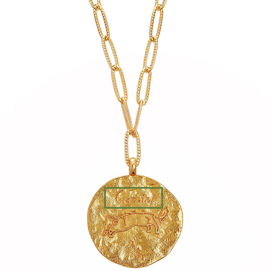 12 CONSTELLATIONS Gemini double-sided customized coin necklace